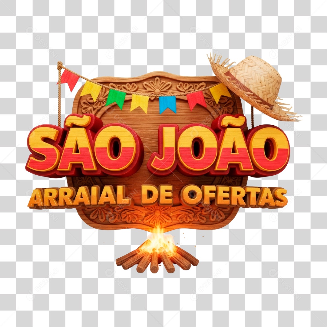 Selo 3D São João Arraial de Ofertas PNG Transparente