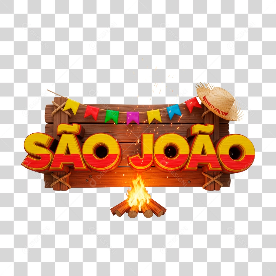 Selo 3D São João Para Composição PNG Transparente