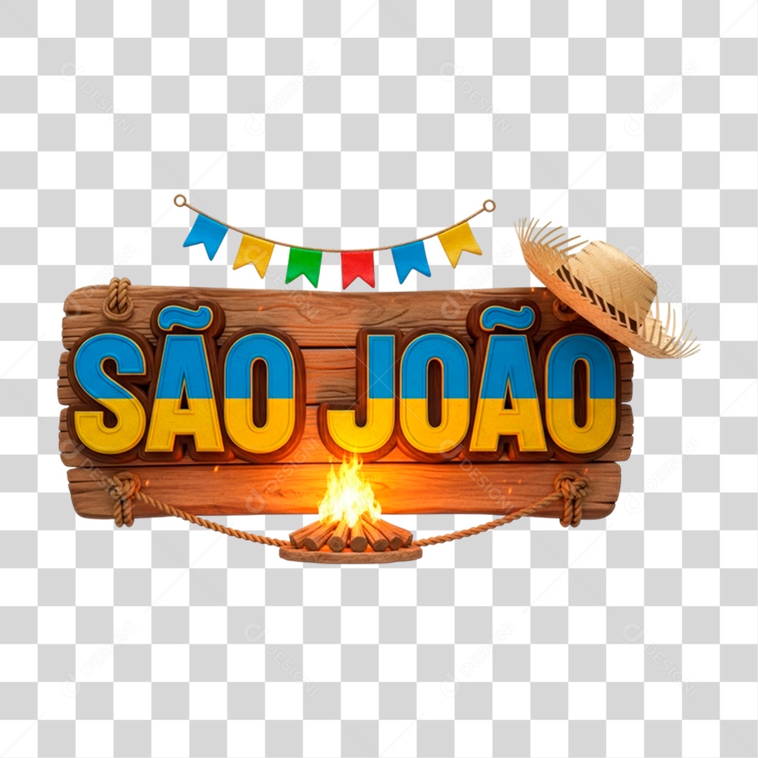 Selo 3D São João Para Composição PNG Transparente