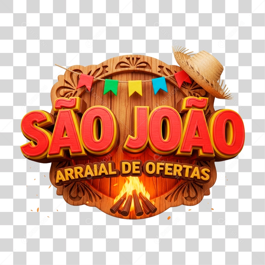 Selo 3D São João Arraial de Ofertas PNG Transparente