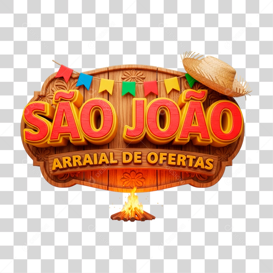 Selo 3D São João Arraial de Ofertas PNG Transparente