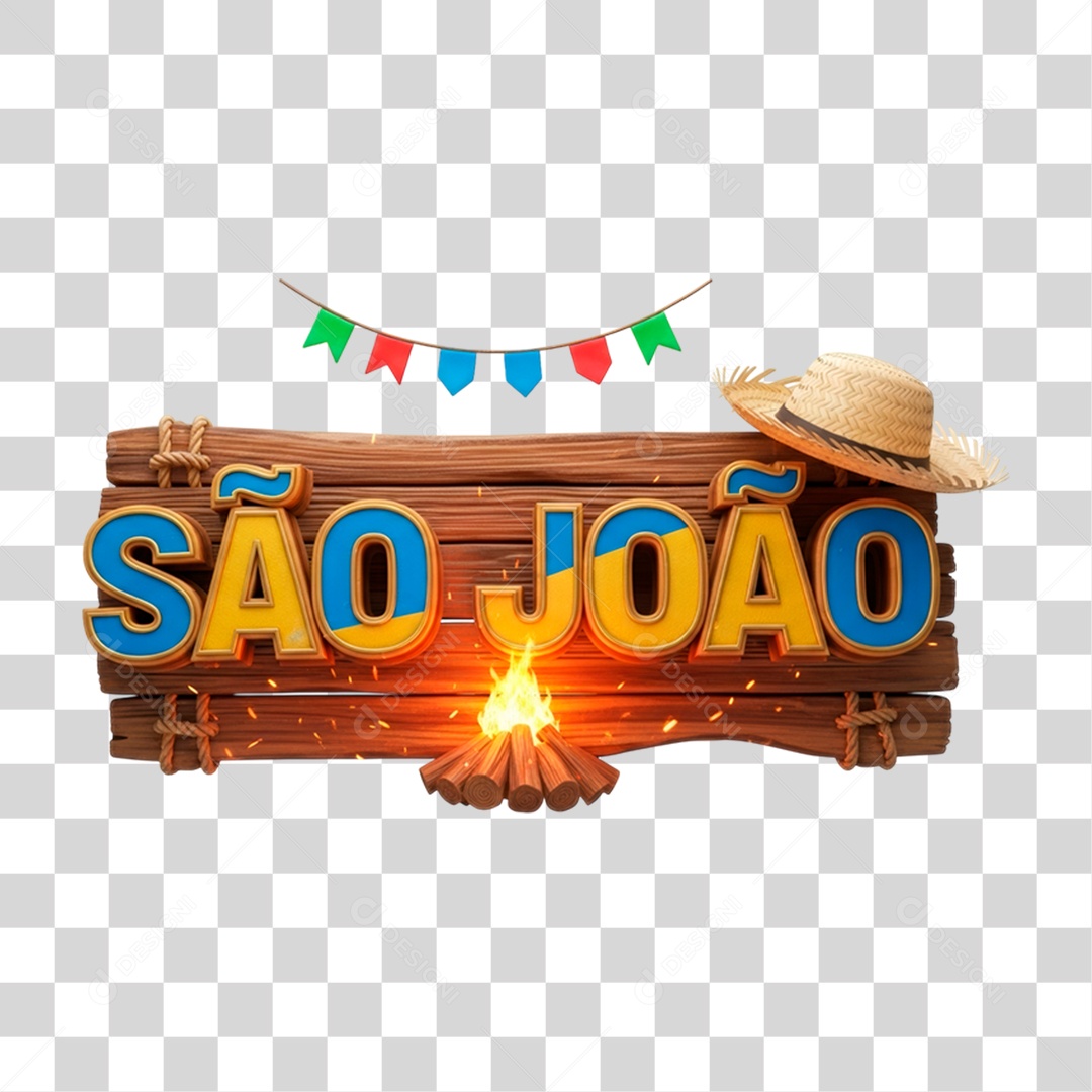 Selo 3D São João Para Composição PNG Transparente