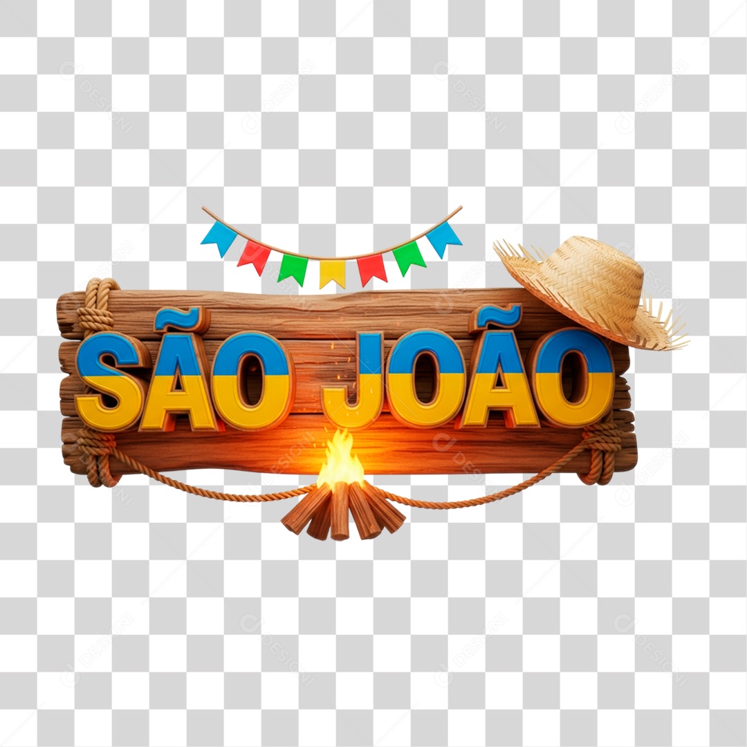 Selo 3D São João Para Composição PNG Transparente