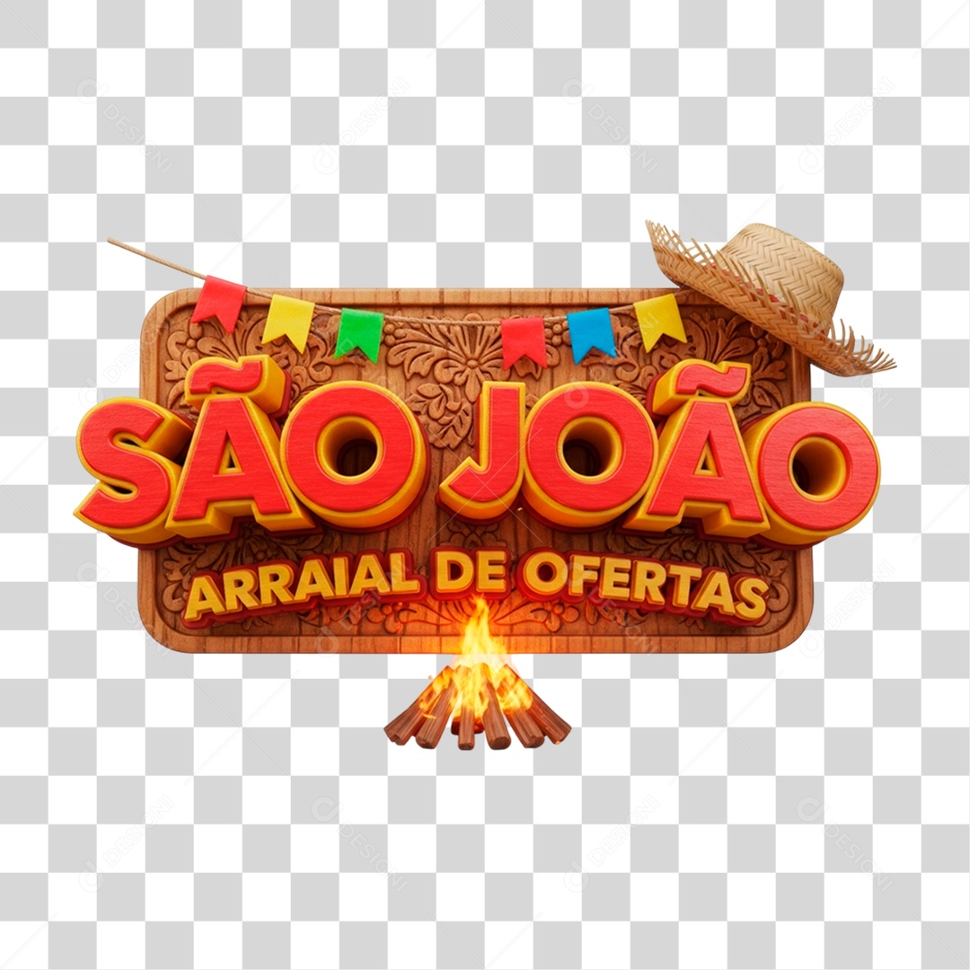 Selo 3D São João Arraial de Ofertas PNG Transparente