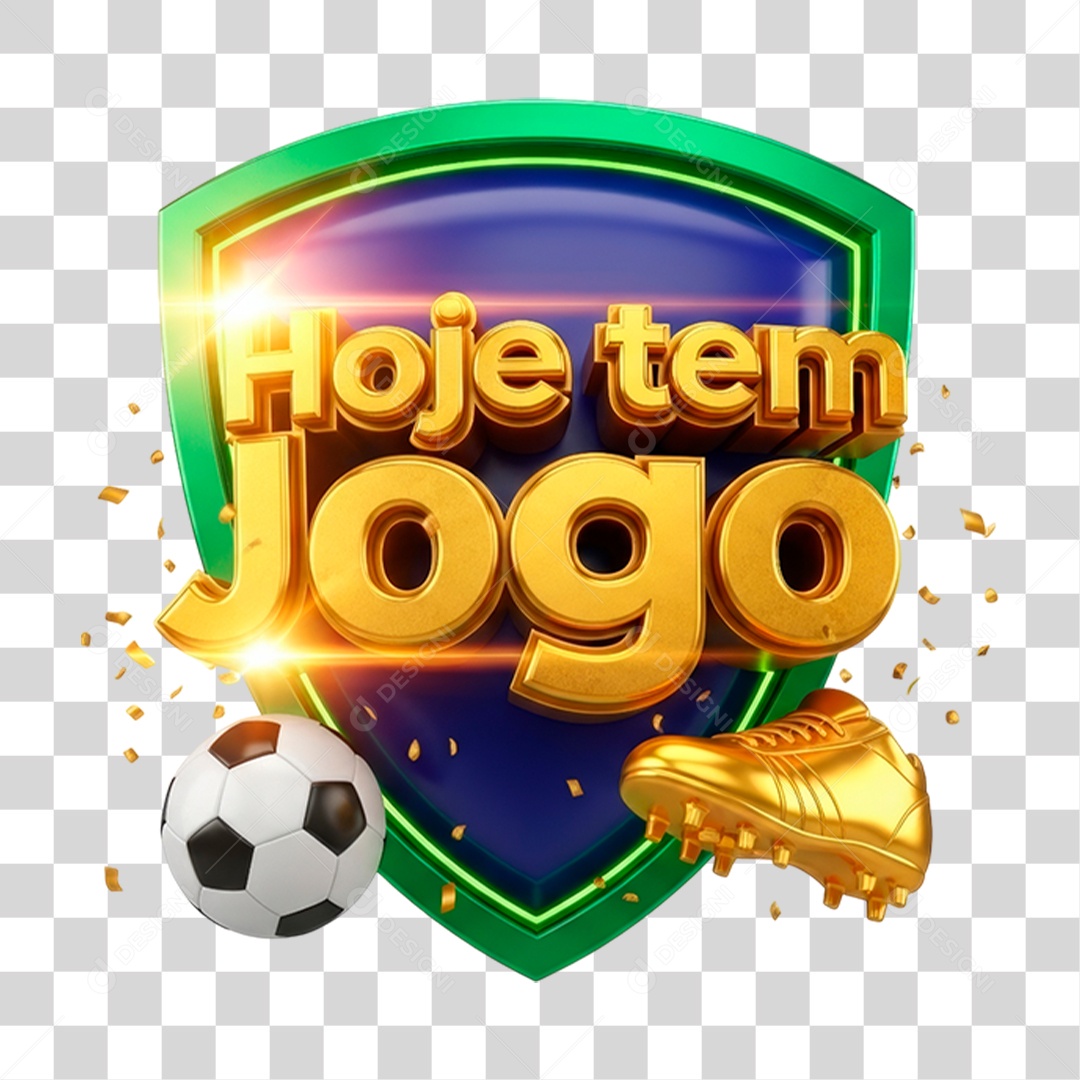 Selo 3D Hoje Tem Jogo PNG Transparente