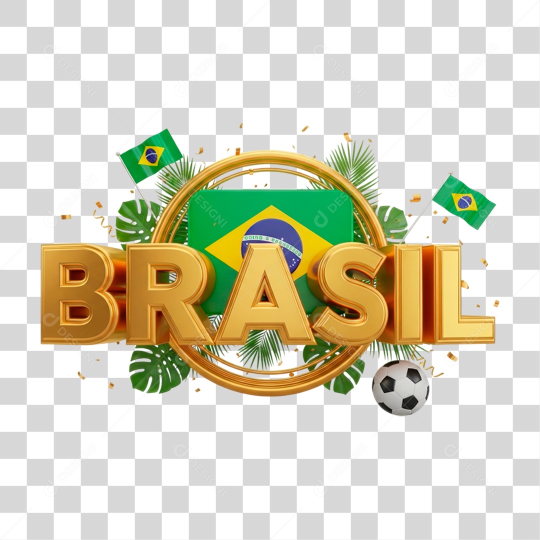 Selo 3D Brasil para Composição PNG Transparente