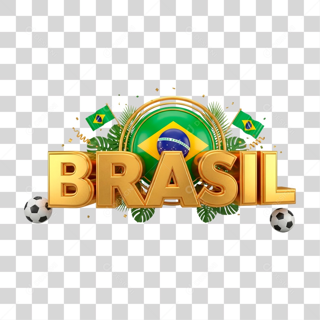 Selo 3D Brasil para Composição PNG Transparente