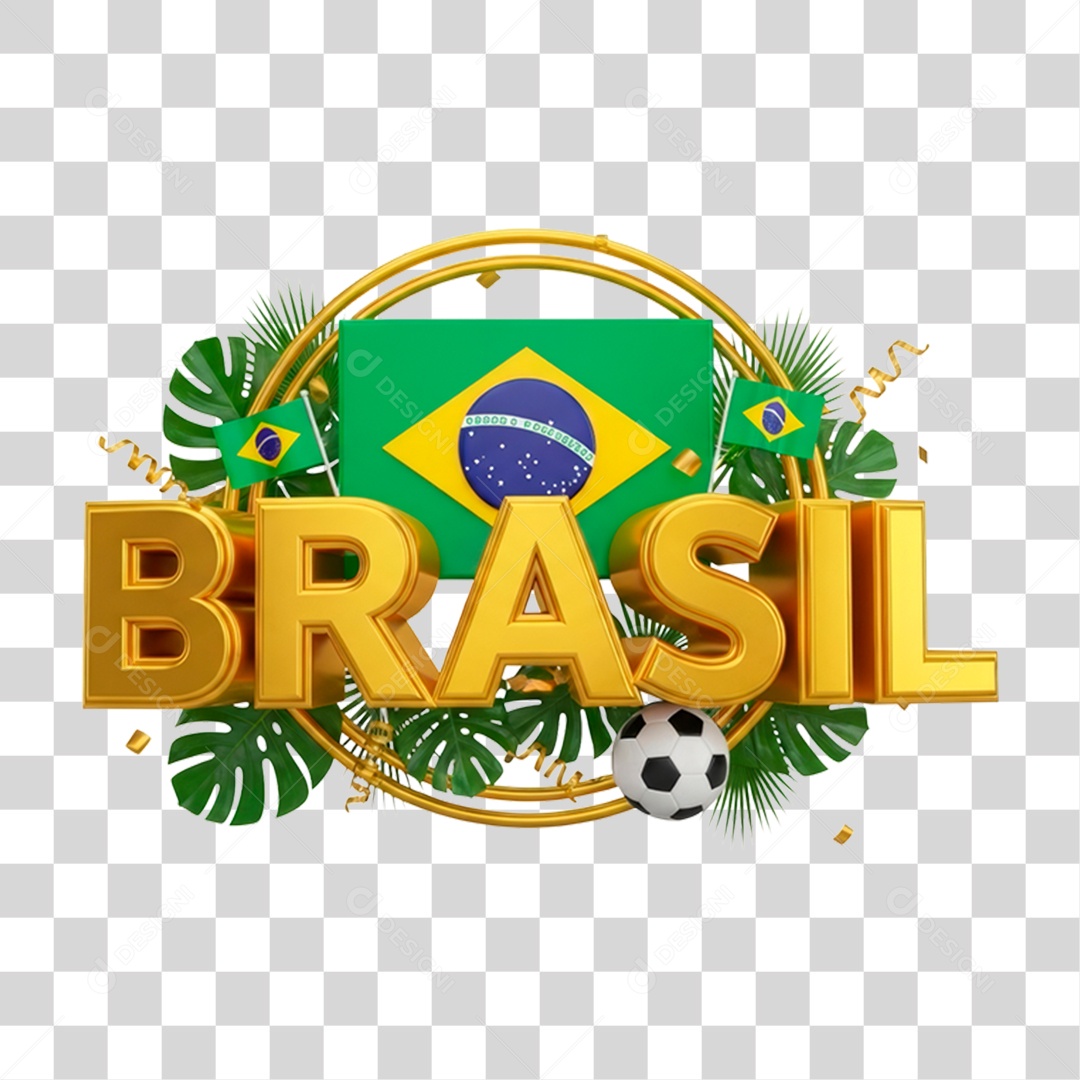 Selo 3D Brasil para Composição PNG Transparente