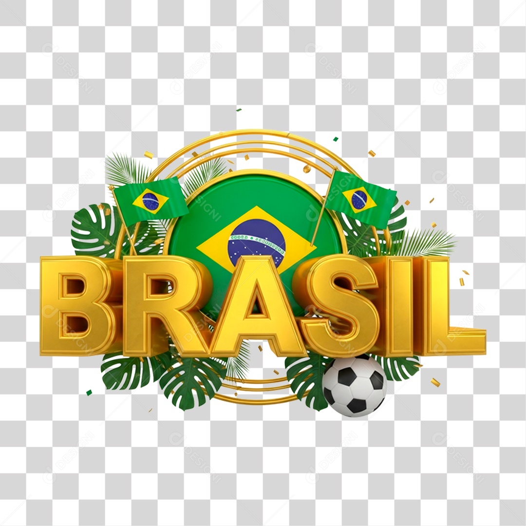 Selo 3D Brasil para Composição PNG Transparente