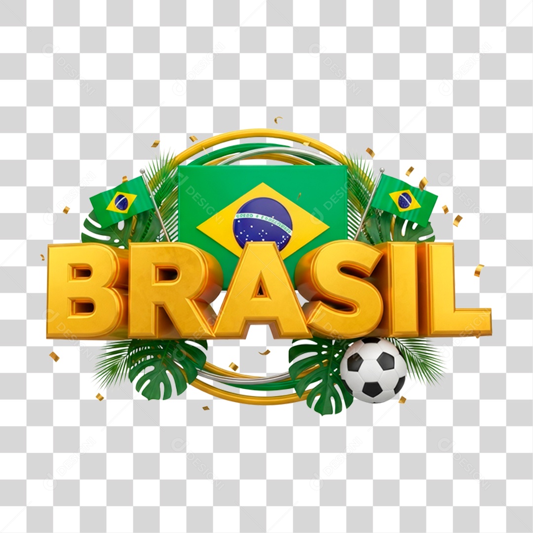 Selo 3D Brasil para Composição PNG Transparente