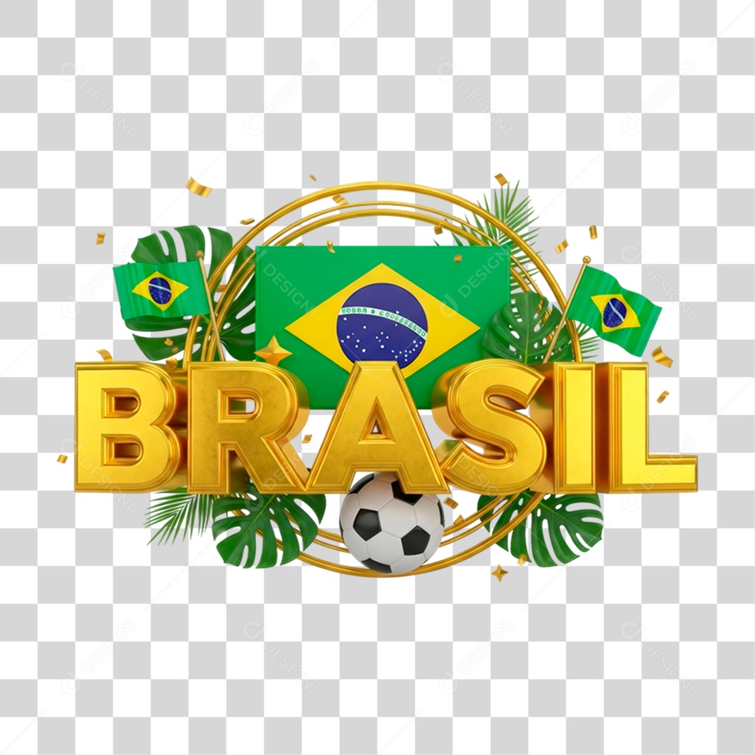 Selo 3D Brasil para Composição PNG Transparente