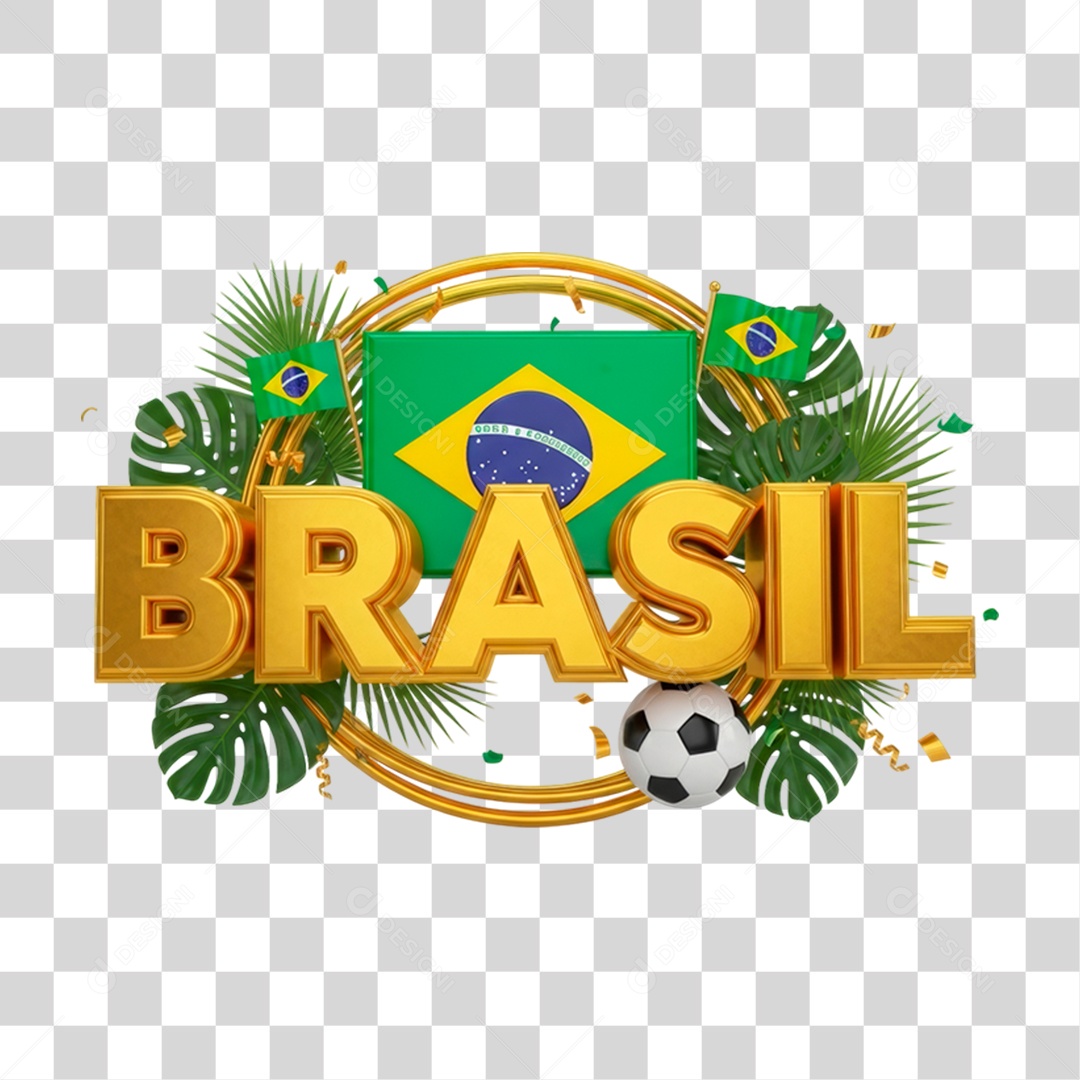 Selo 3D Brasil para Composição PNG Transparente