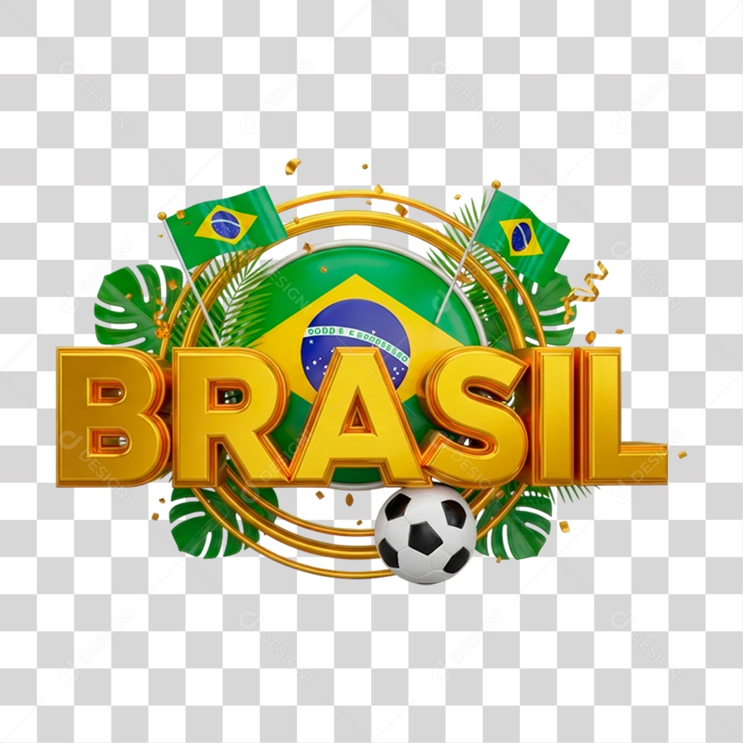 Selo 3D Brasil para Composição PNG Transparente