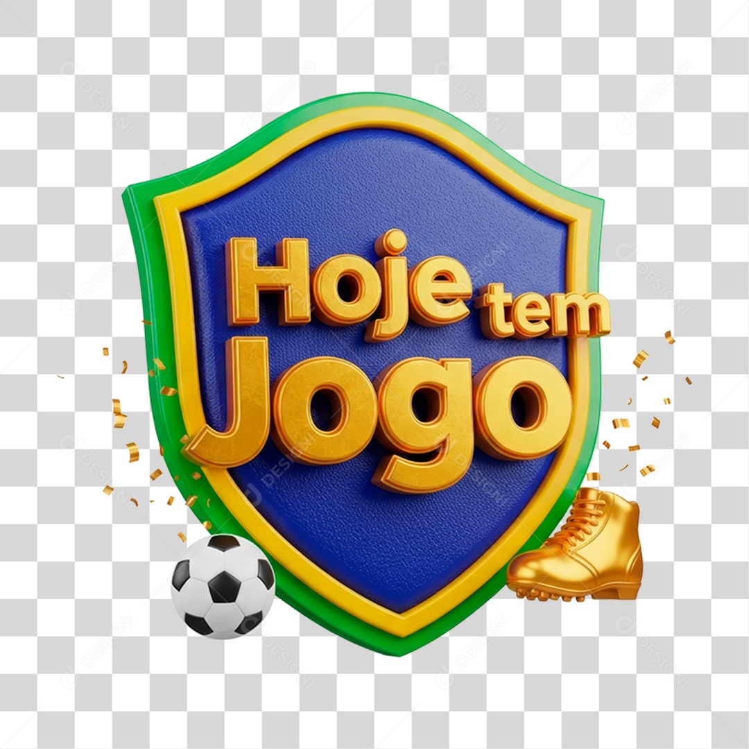 Selo 3D Hoje Tem Jogo PNG Transparente