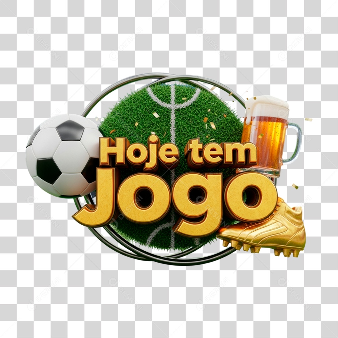 Selo 3D Hoje Tem Jogo PNG Transparente