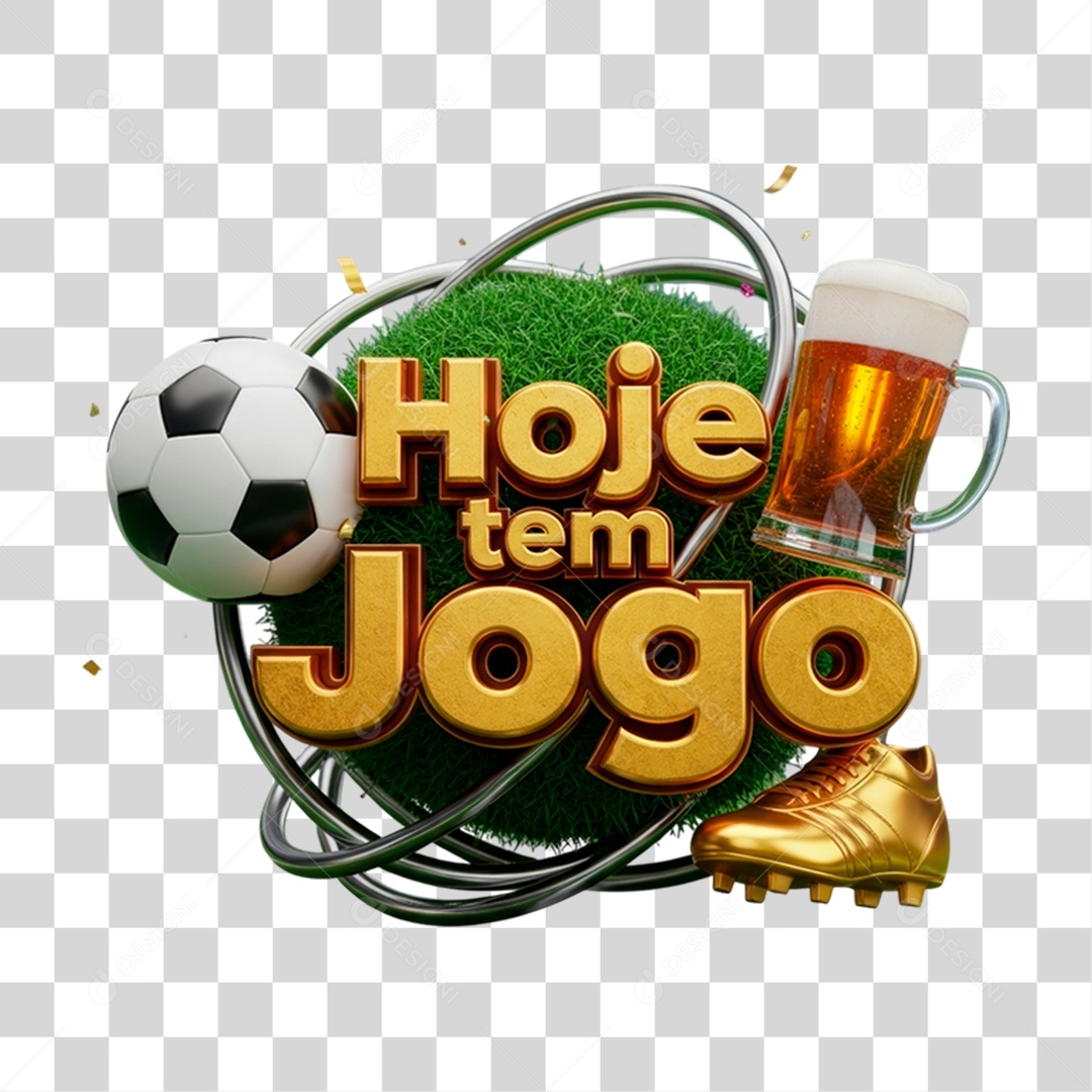 Selo 3D Hoje Tem Jogo PNG Transparente