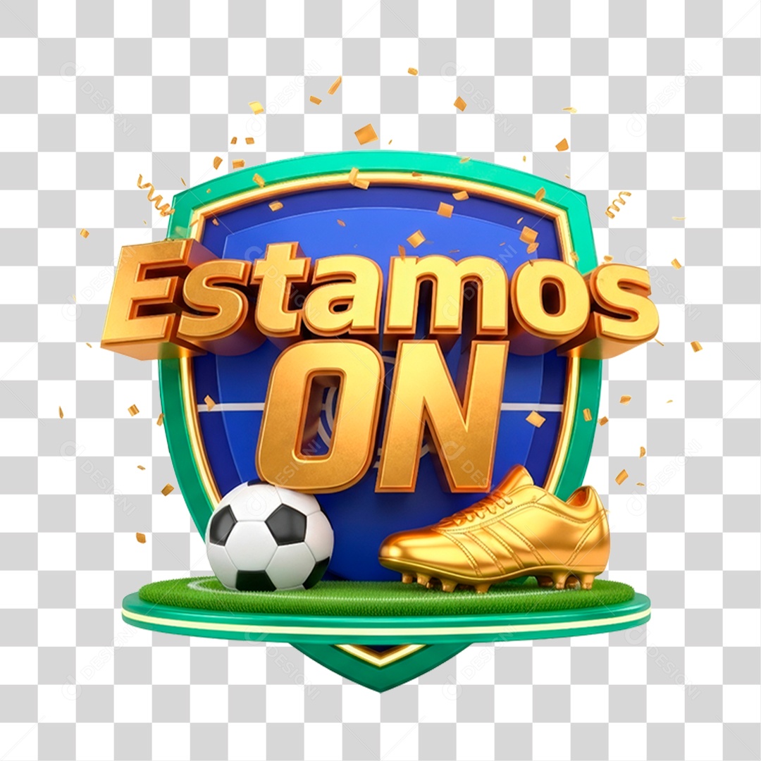 Selo 3D Estamos On para Composição PNG Transparente