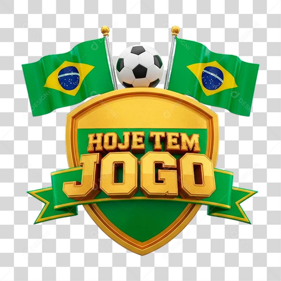Selo 3D Hoje Tem Jogo PNG Transparente