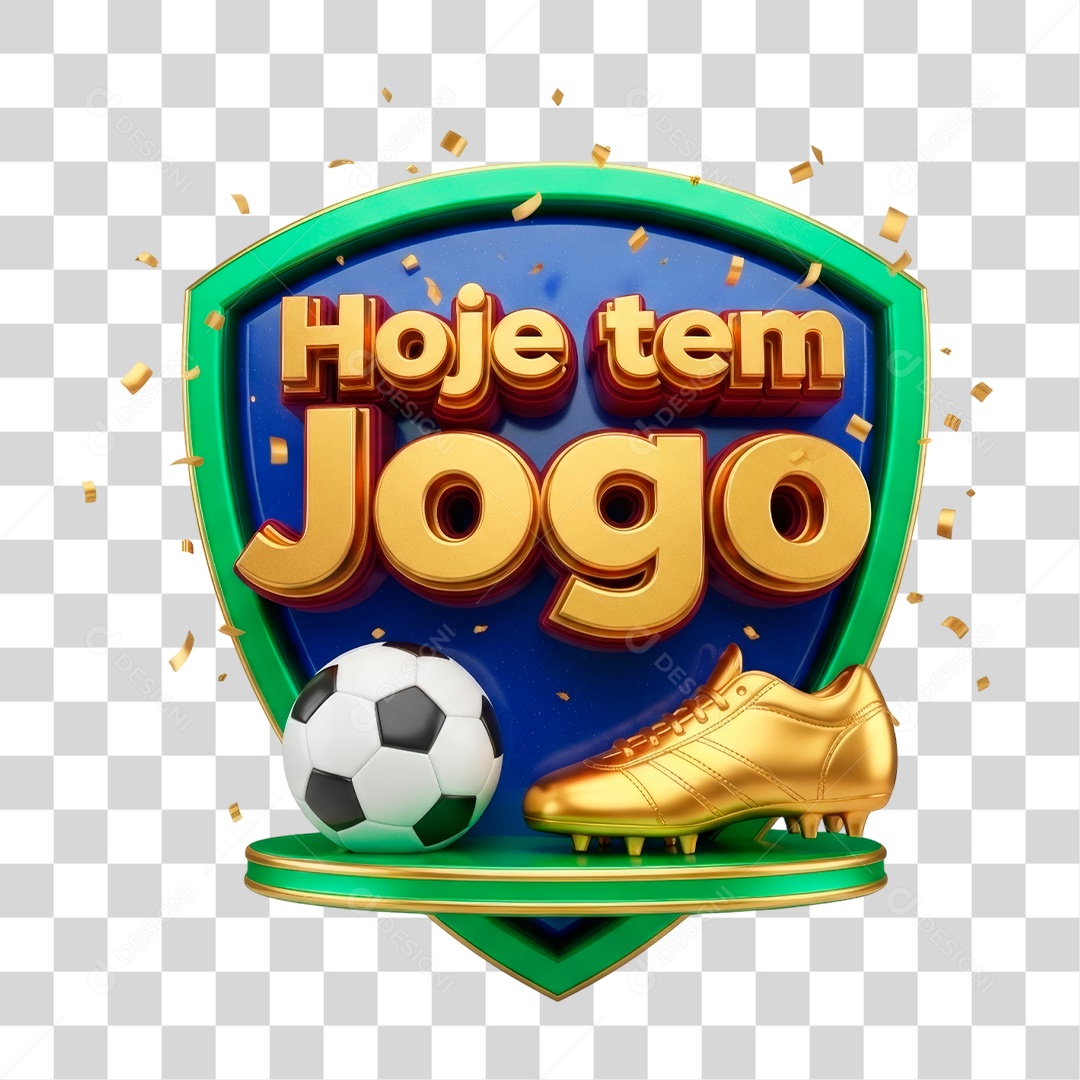 Selo 3D Hoje Tem Jogo PNG Transparente