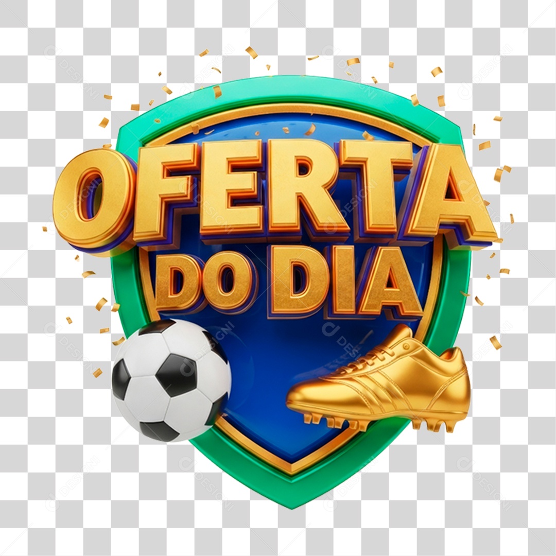 Selo 3D Oferta do Dia para Composição PNG Transparente