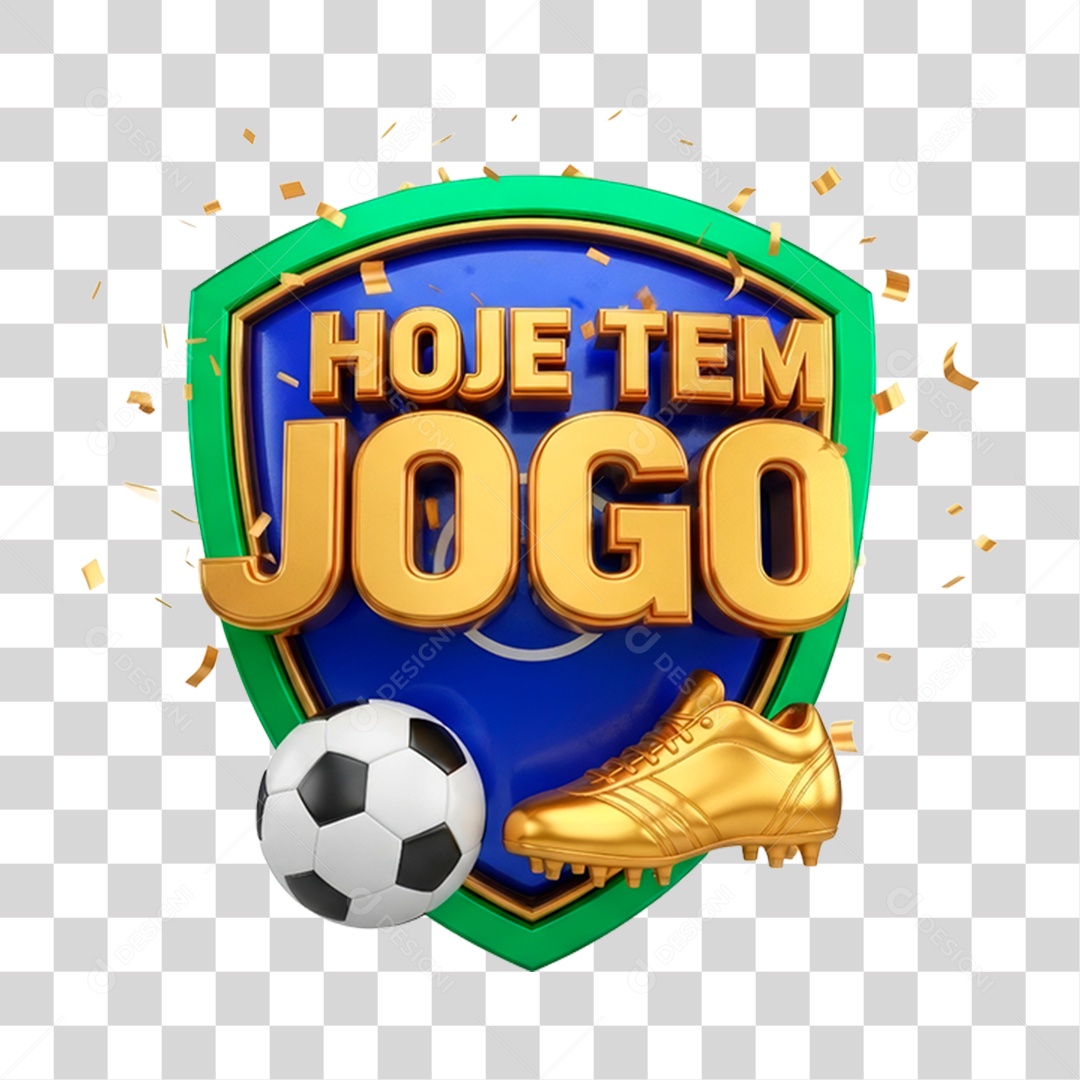 Selo 3D Hoje Tem Jogo PNG Transparente