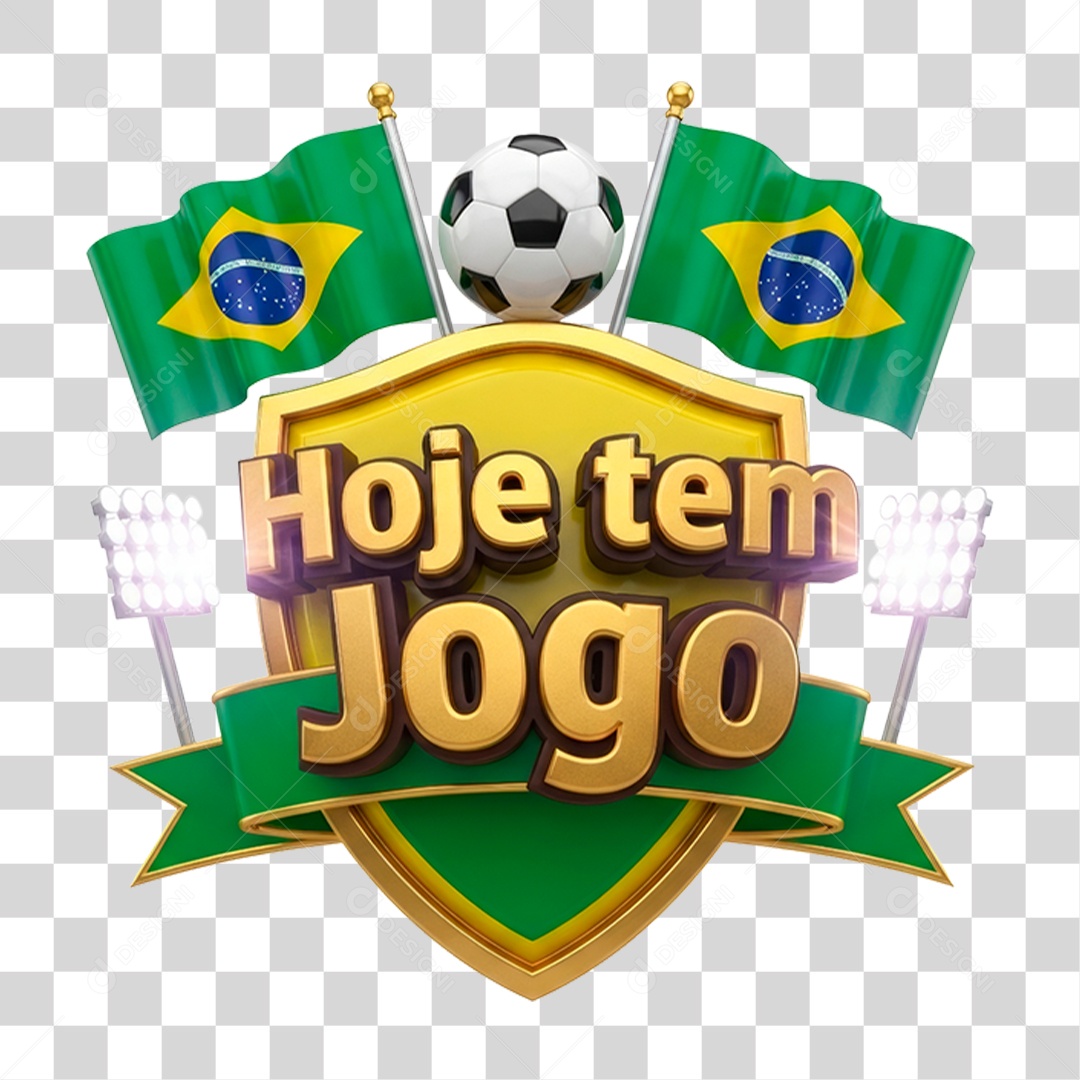 Selo 3D Hoje Tem Jogo PNG Transparente