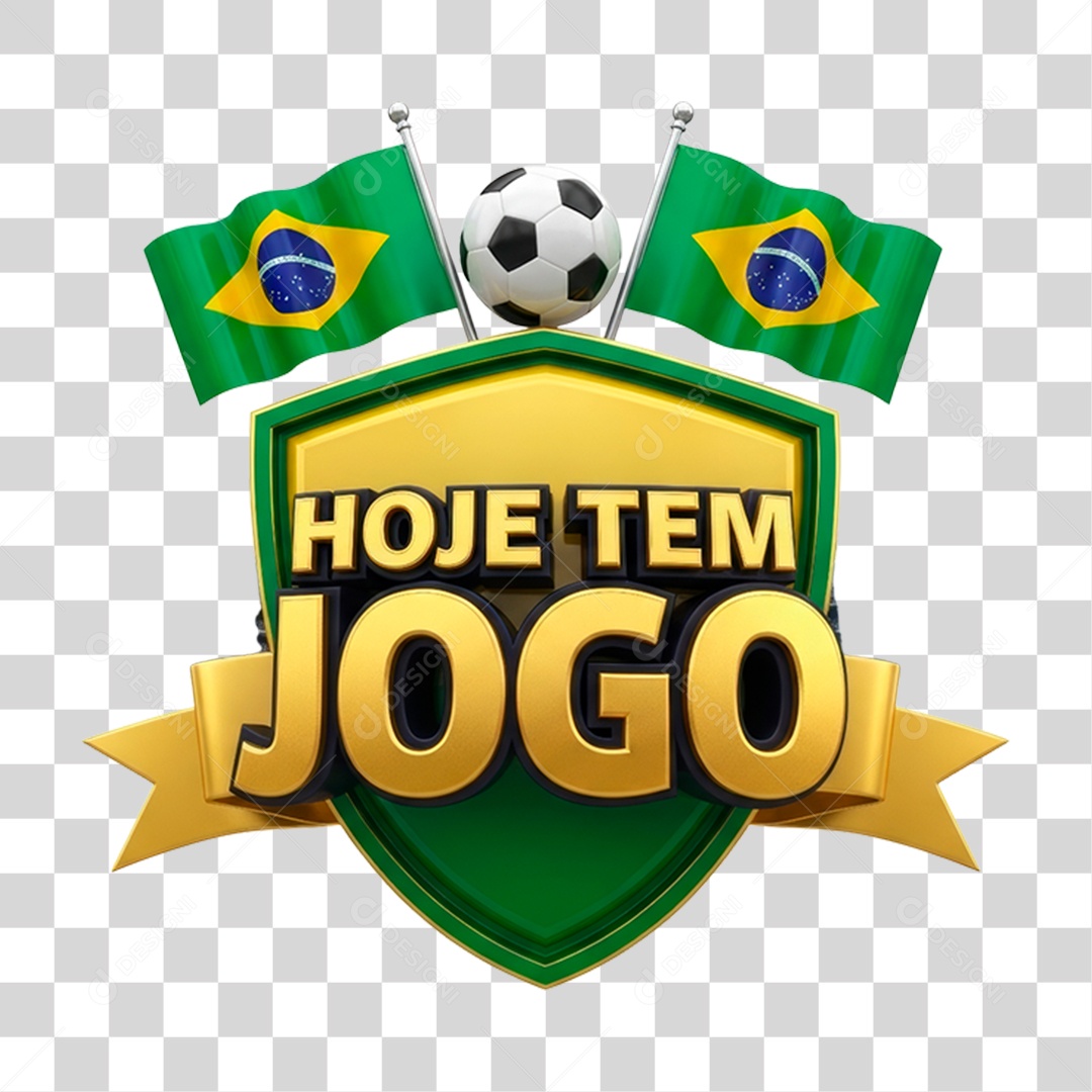 Selo 3D Hoje Tem Jogo PNG Transparente