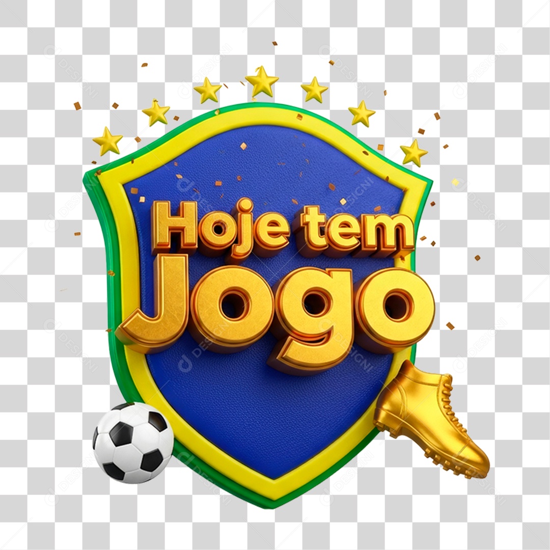 Selo 3D Hoje Tem Jogo PNG Transparente