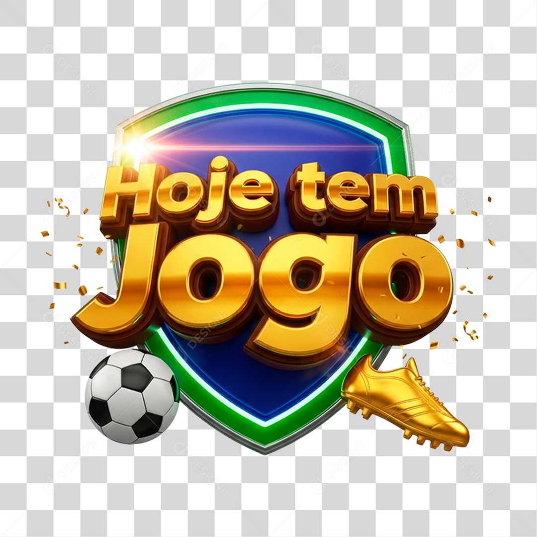 Selo 3D Hoje Tem Jogo PNG Transparente