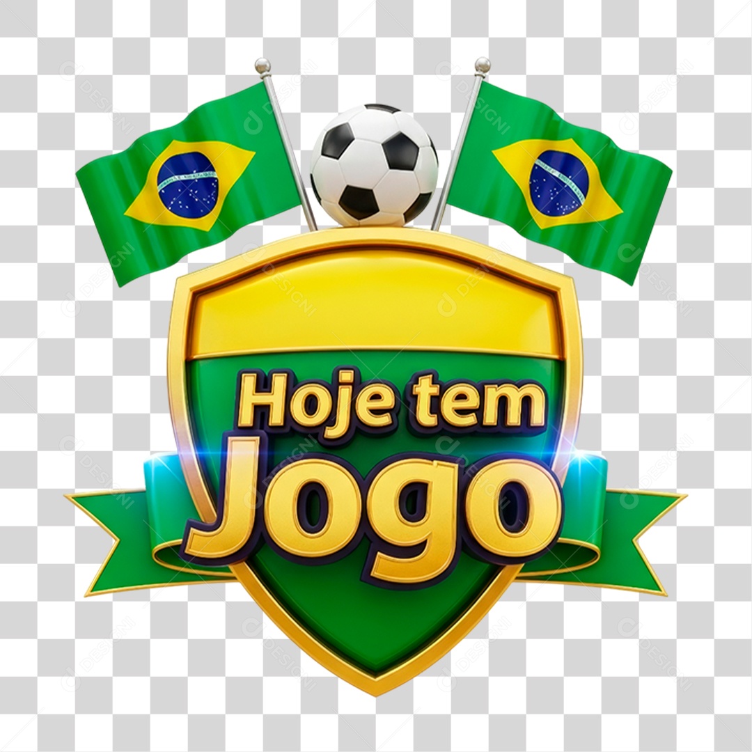 Selo 3D Hoje Tem Jogo PNG Transparente
