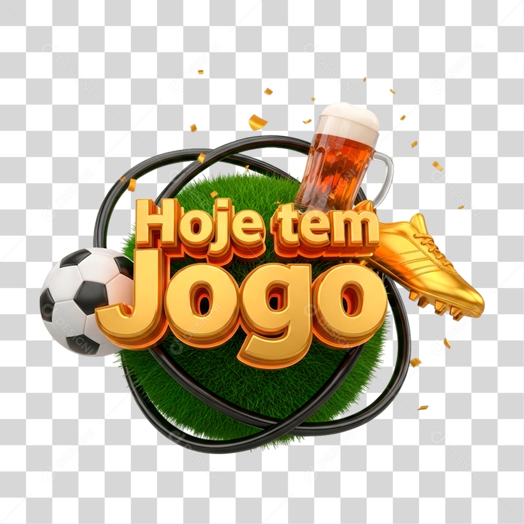 Selo 3D Hoje Tem Jogo PNG Transparente