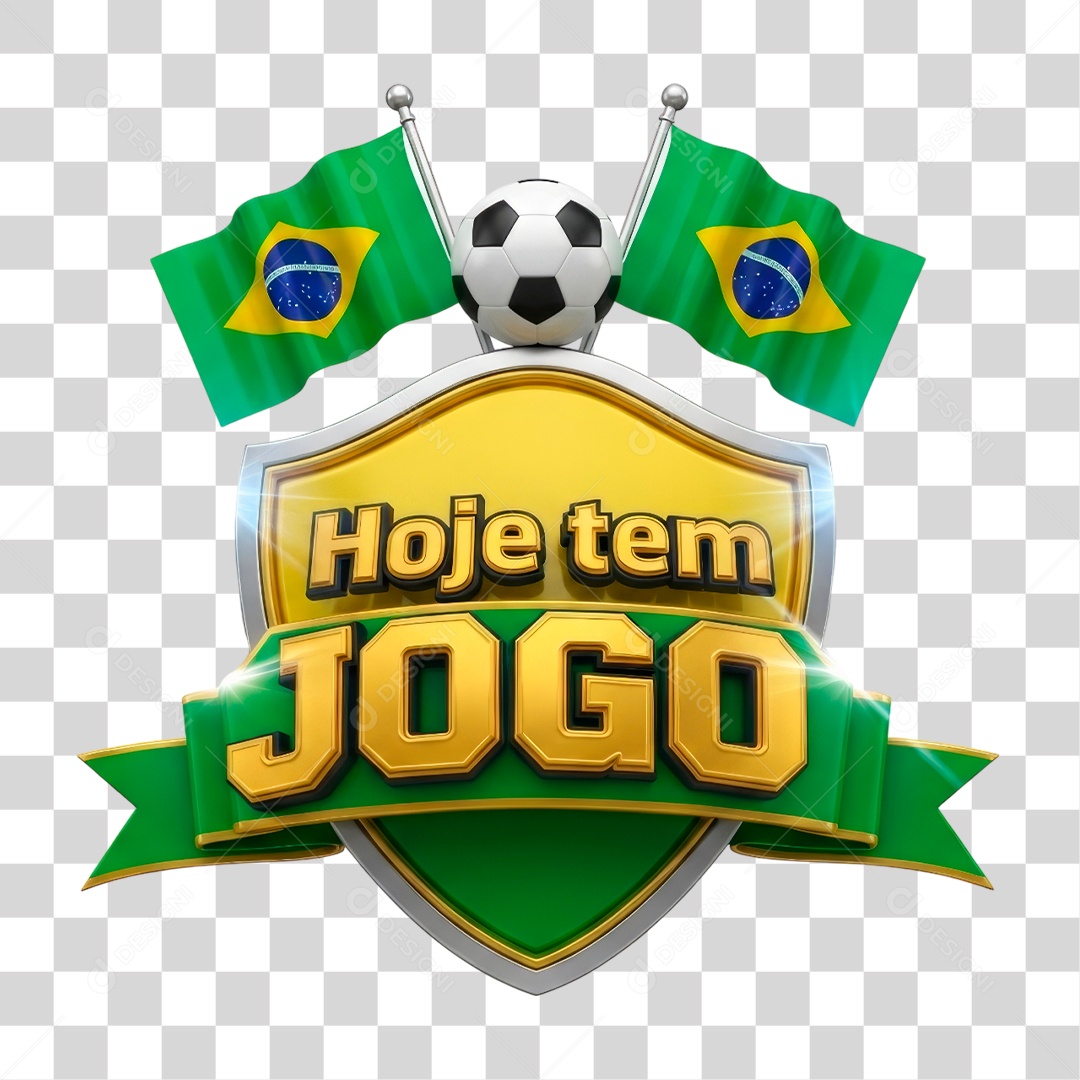 Selo 3D Hoje Tem Jogo PNG Transparente