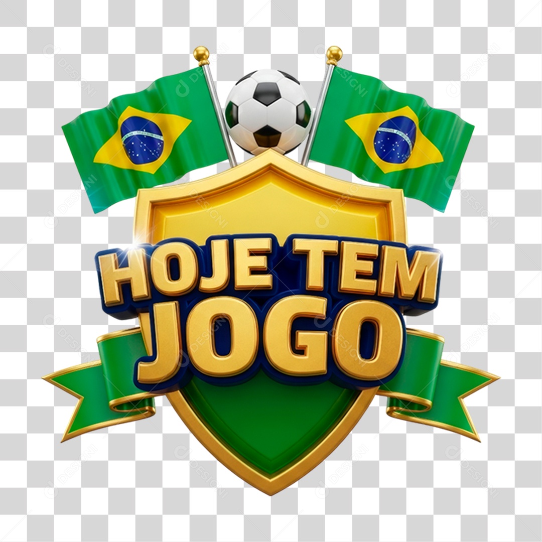 Selo 3D Hoje Tem Jogo PNG Transparente