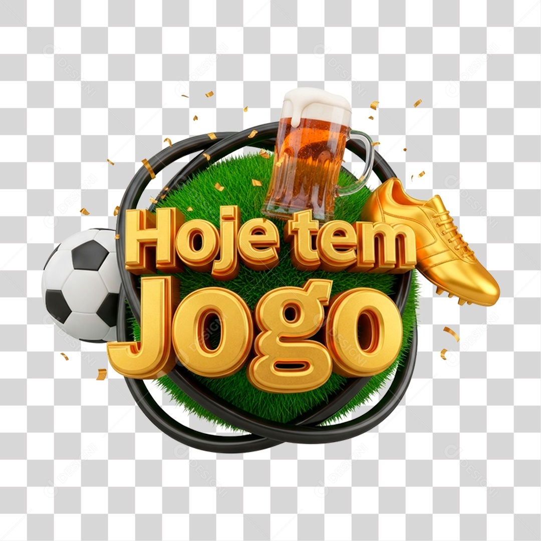 Selo 3D Hoje Tem Jogo PNG Transparente