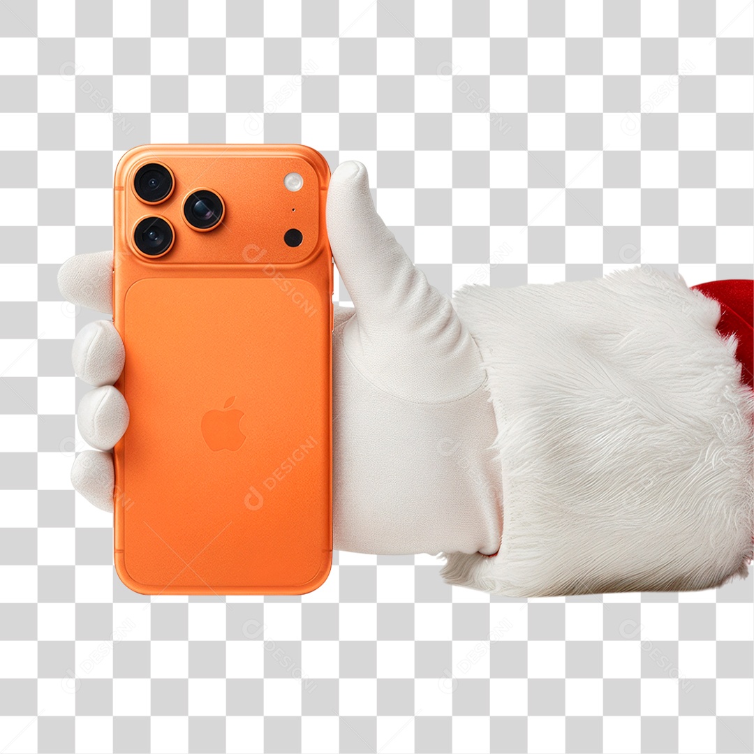 Mão de Papai Noel Segurando Celular PNG Transparente