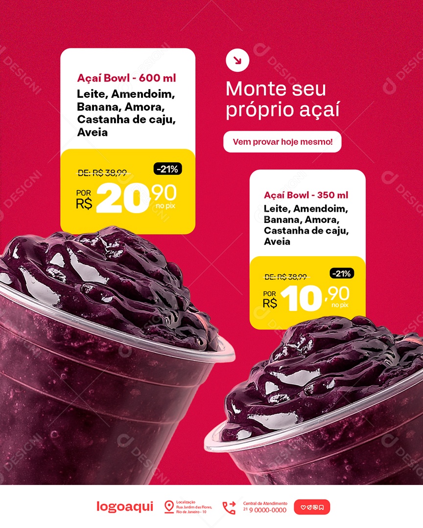 Açaiteria Açaí Bowl Social Media PSD Editável