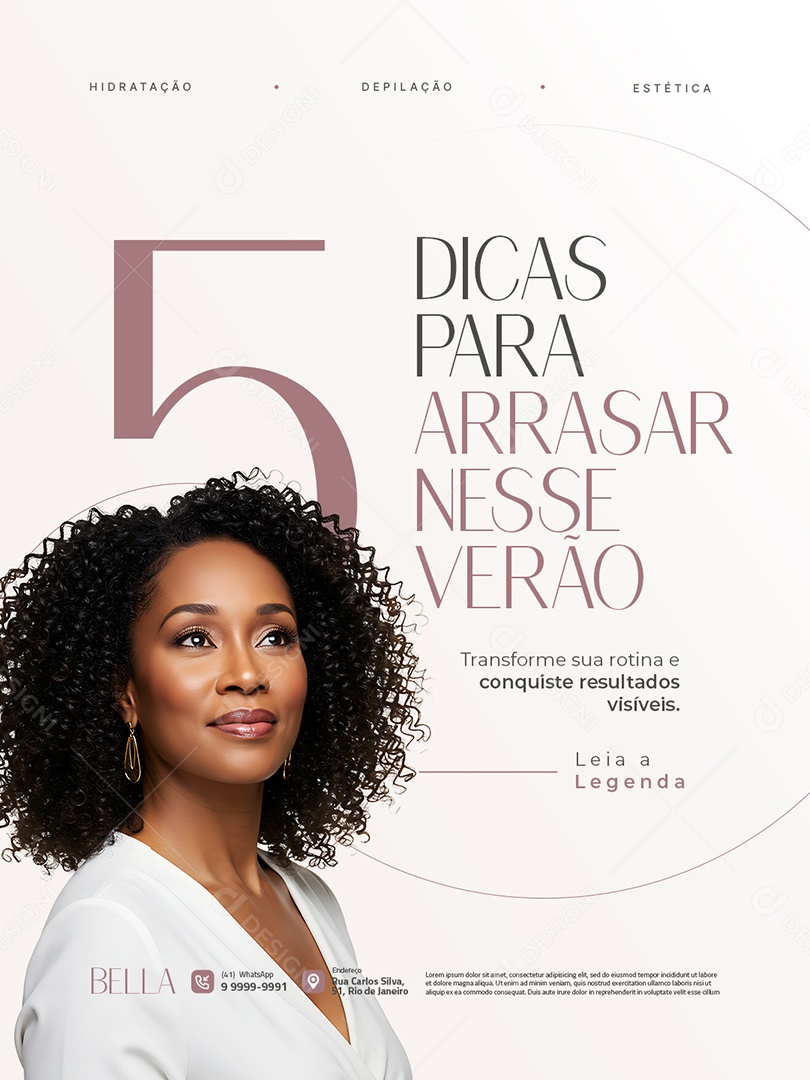 Estética Cinco Dicas para Arrasar Nesse Verão Social Media PSD Editável