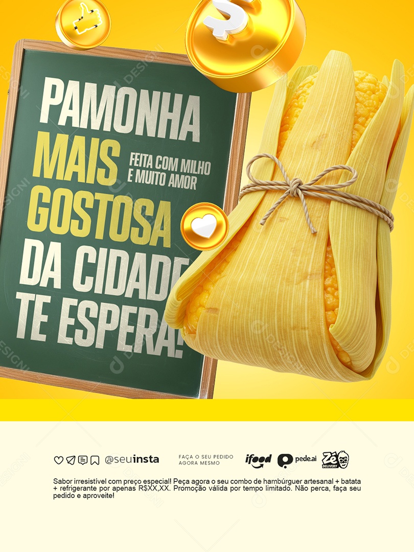 Pamonharia Pamonha Mais Gostosa da Cidade Te Espera Social Media PSD Editável