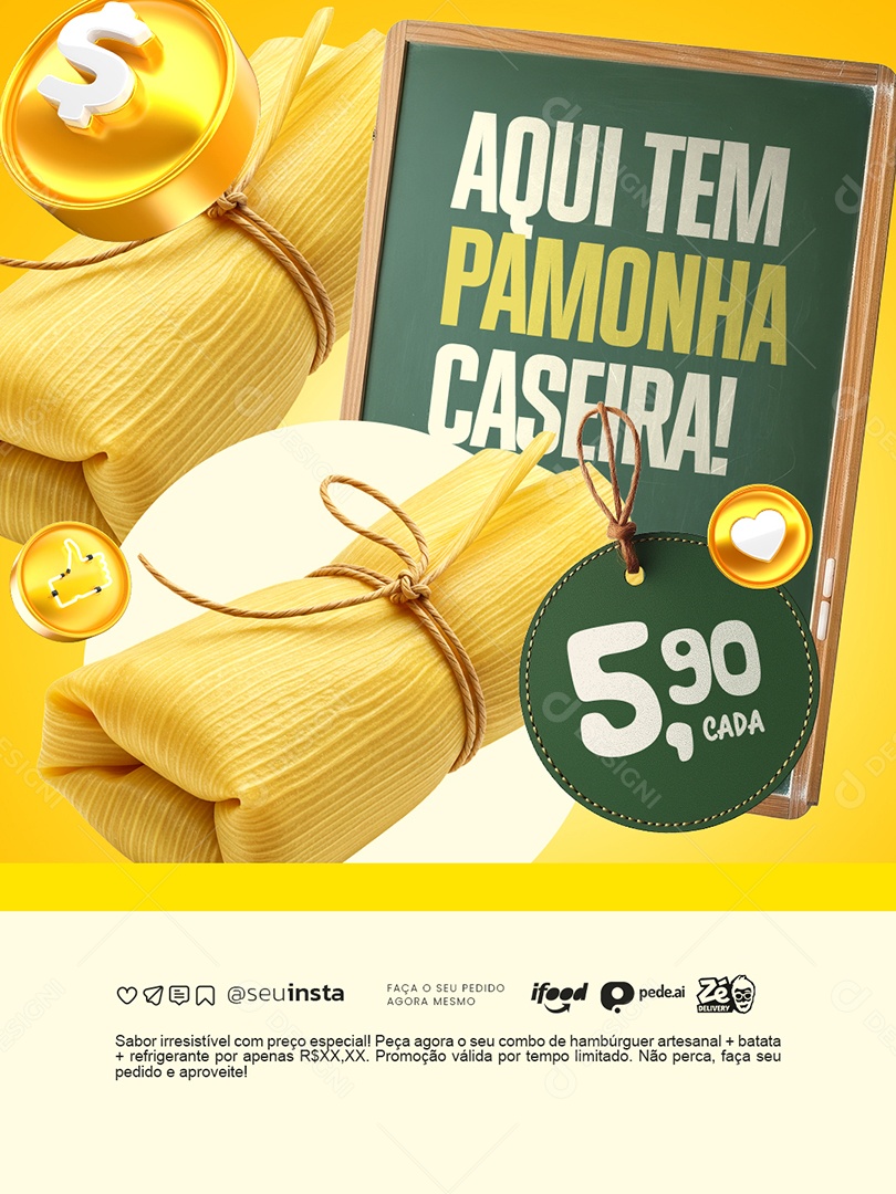 Pamonharia Aqui Tem Pamonha Caseira Social Media PSD Editável