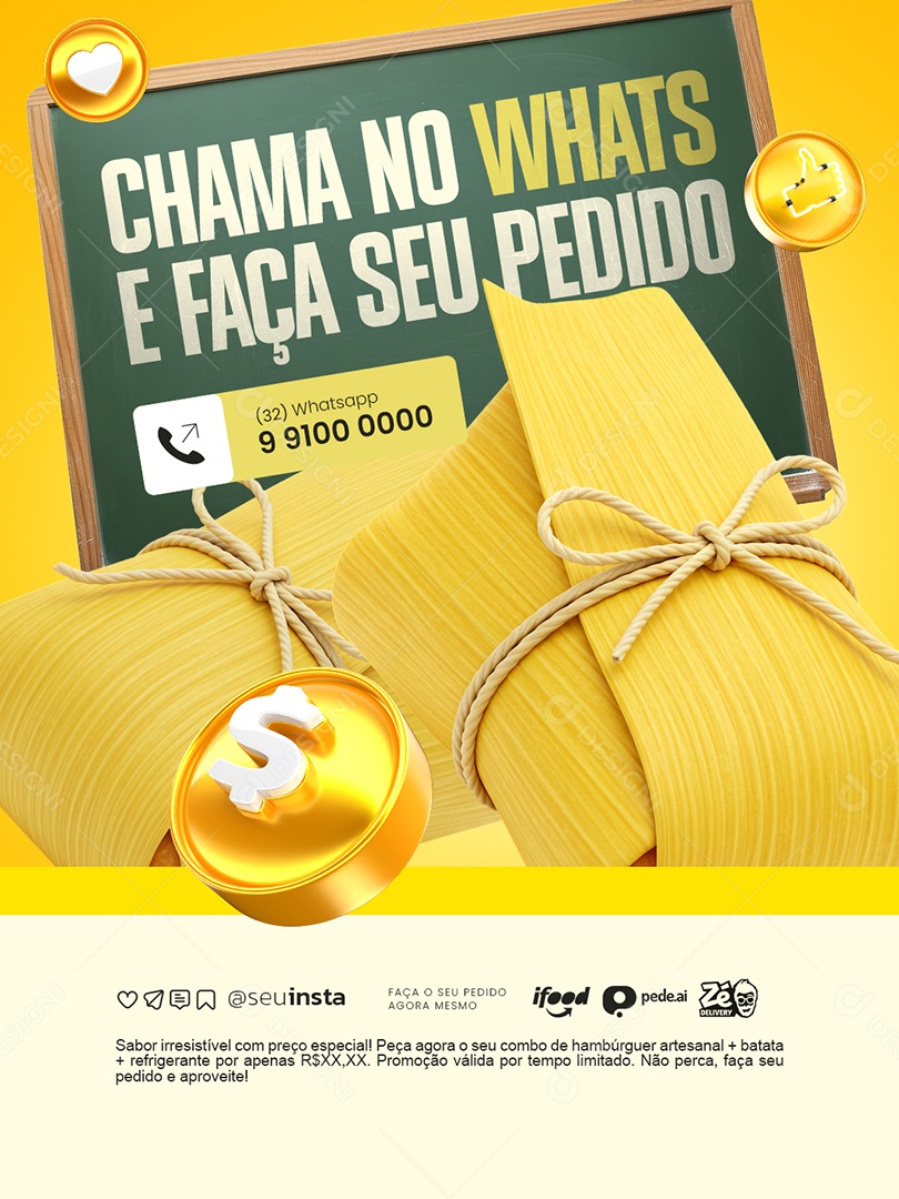 Pamonharia Chama no Whats e Faça Seu Pedido Social Media PSD Editável