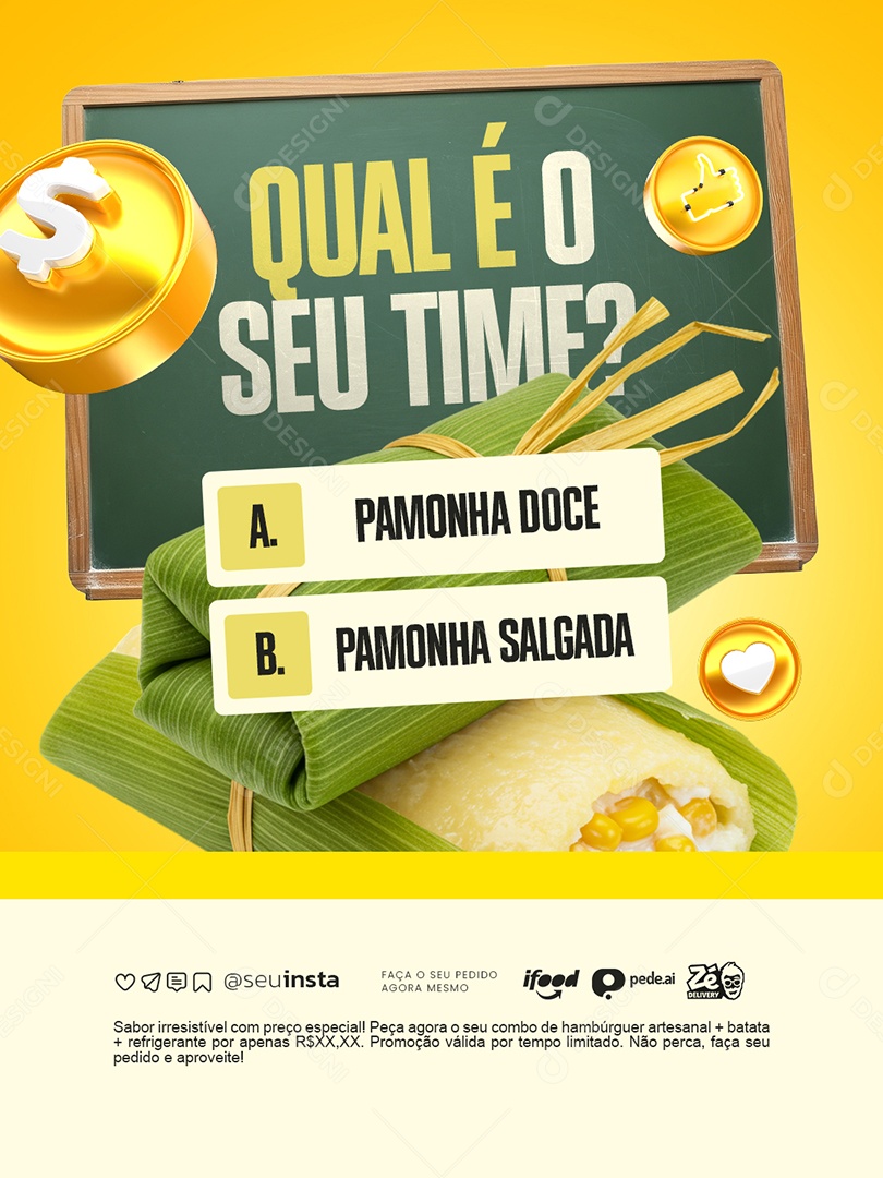 Pamonharia Qual é o Seu Time Social Media PSD Editável