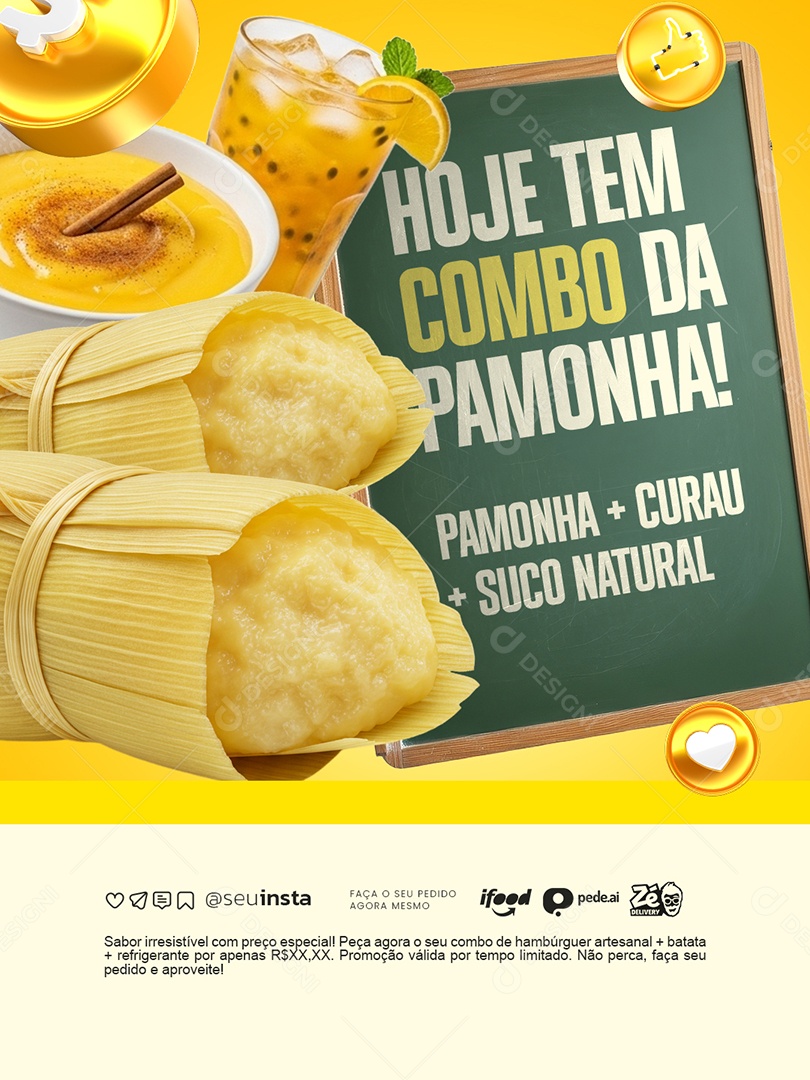 Pamonharia Hoje Tem Combo da Pamonha Social Media PSD Editável