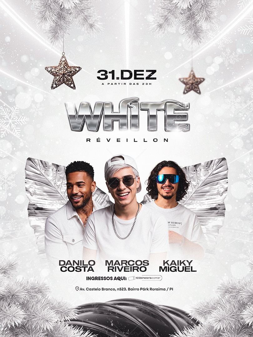 Flyer Próximos Shows White Réveillon Social Media PSD Editável