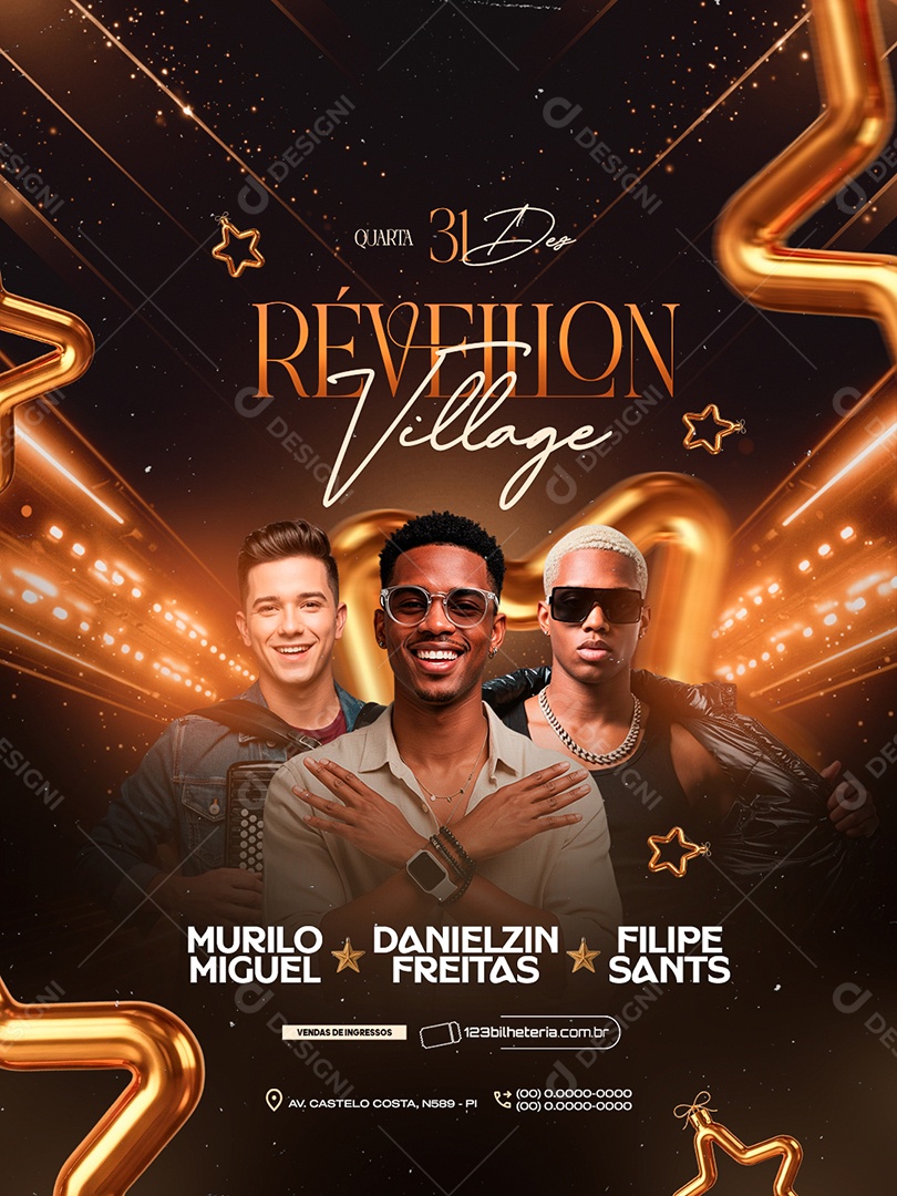 Flyer Próximos Shows Réveillon Village Social Media PSD Editável