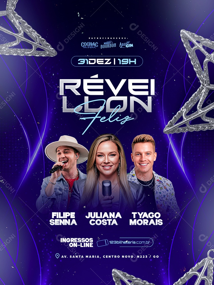 Flyer Próximos Shows Réveillon Feliz Social Media PSD Editável