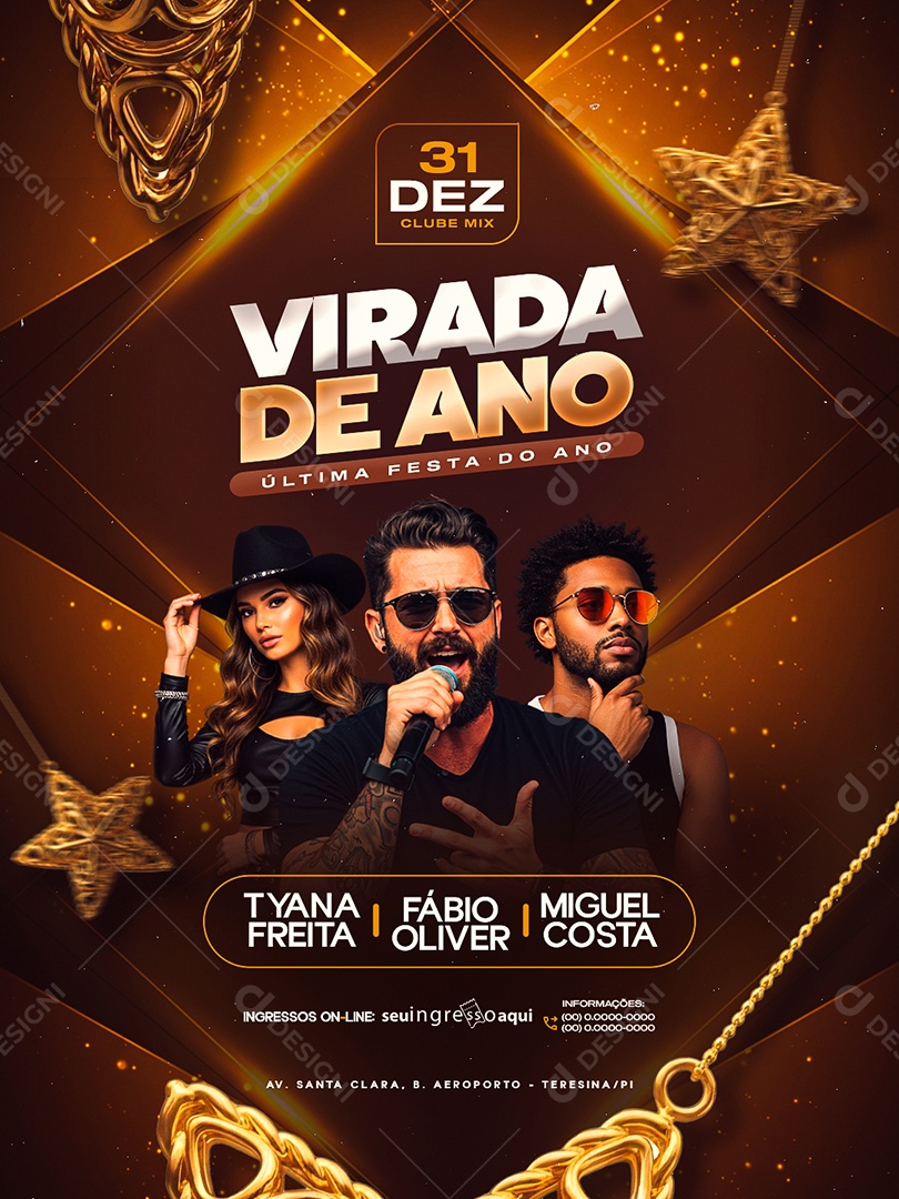 Flyer Próximos Shows Virada de Ano Última Festa do Ano Social Media PSD Editável
