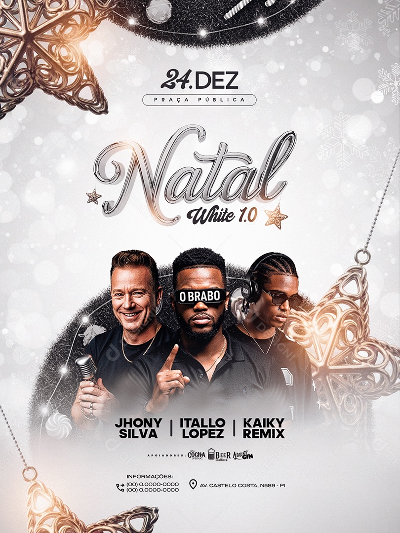 Flyer Próximos Shows Natal White Social Media PSD Editável