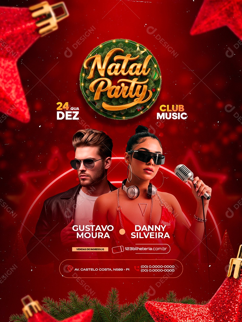 Flyer Próximos Shows Natal Party Social Media PSD Editável