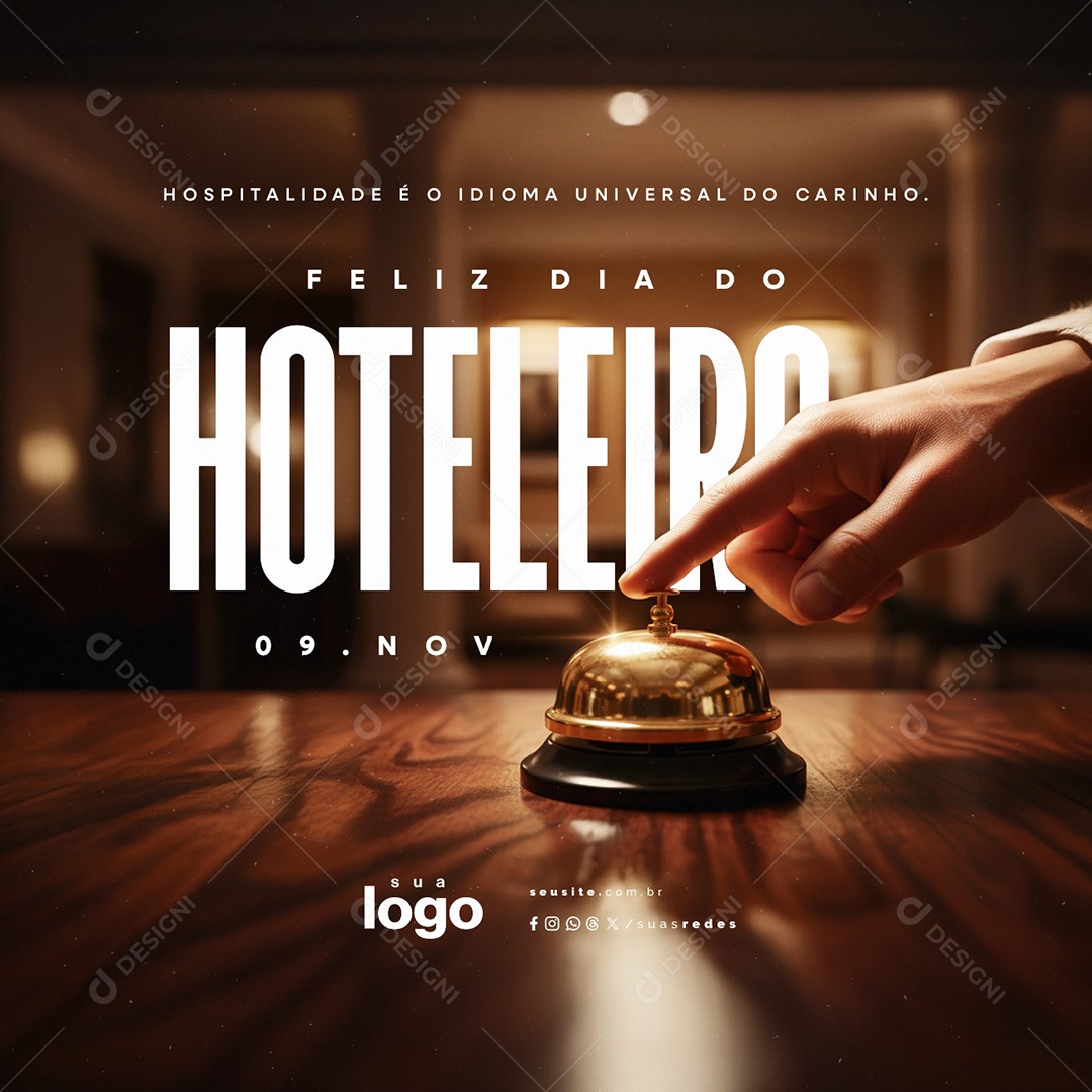 Feliz Dia do Hoteleiro 09 de Novembro Social Media PSD Editável
