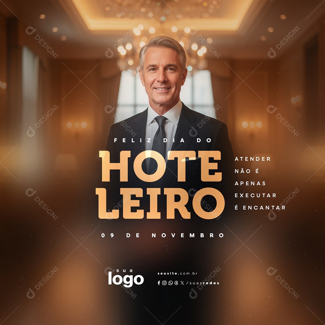 Feliz Dia do Hoteleiro 09 de Novembro Social Media PSD Editável